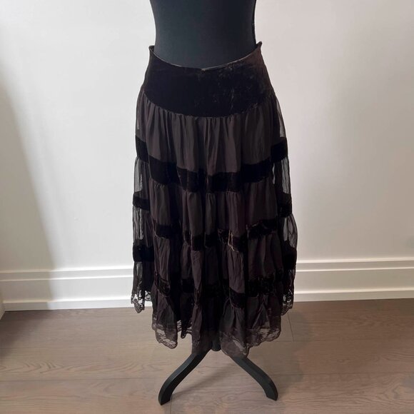 Beautiful Bohemian Velour Panel Skirt - Picture 2 of 4